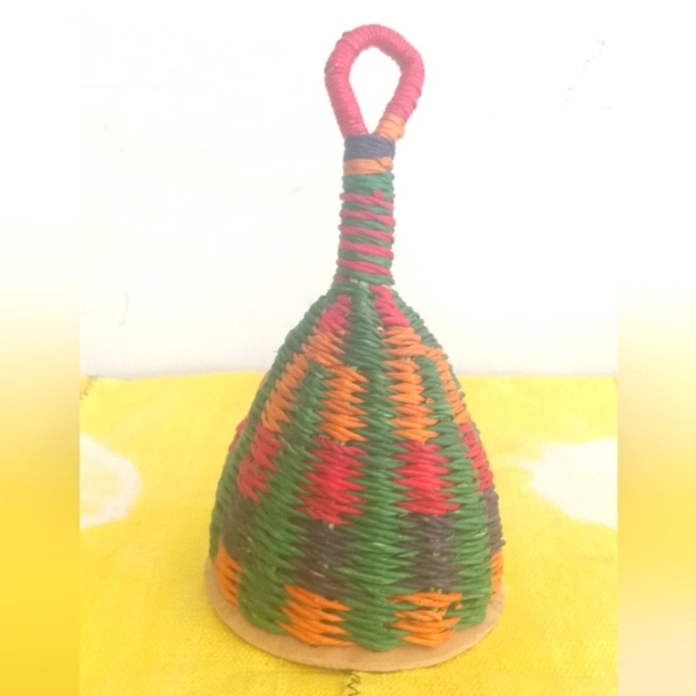 Colorful African Handmade Woven Handbell Shaker 🎶+ Decor ♥️💛💚
